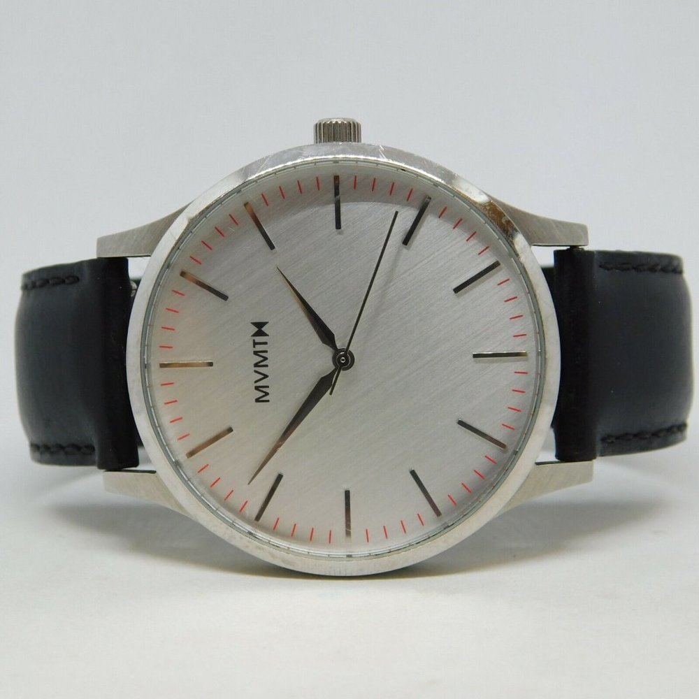 MVMT All Stainless Steel Genuine Leather Quartz Analog Men's Watch New Battery
